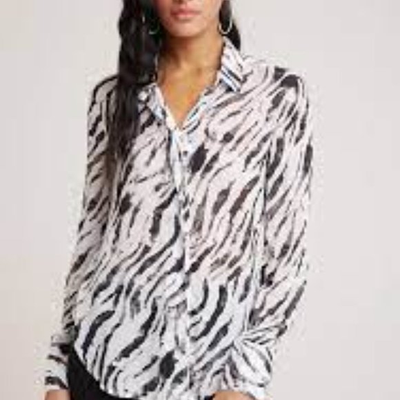 #63❤️ BELLA DAHL ZEBRA PRINT SHIRT - Picture 1 of 7
